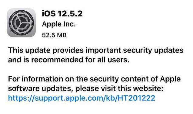 军垦路街道苹果手机维修分享iOS12.5.2发布，建议所有老苹果用户安装 